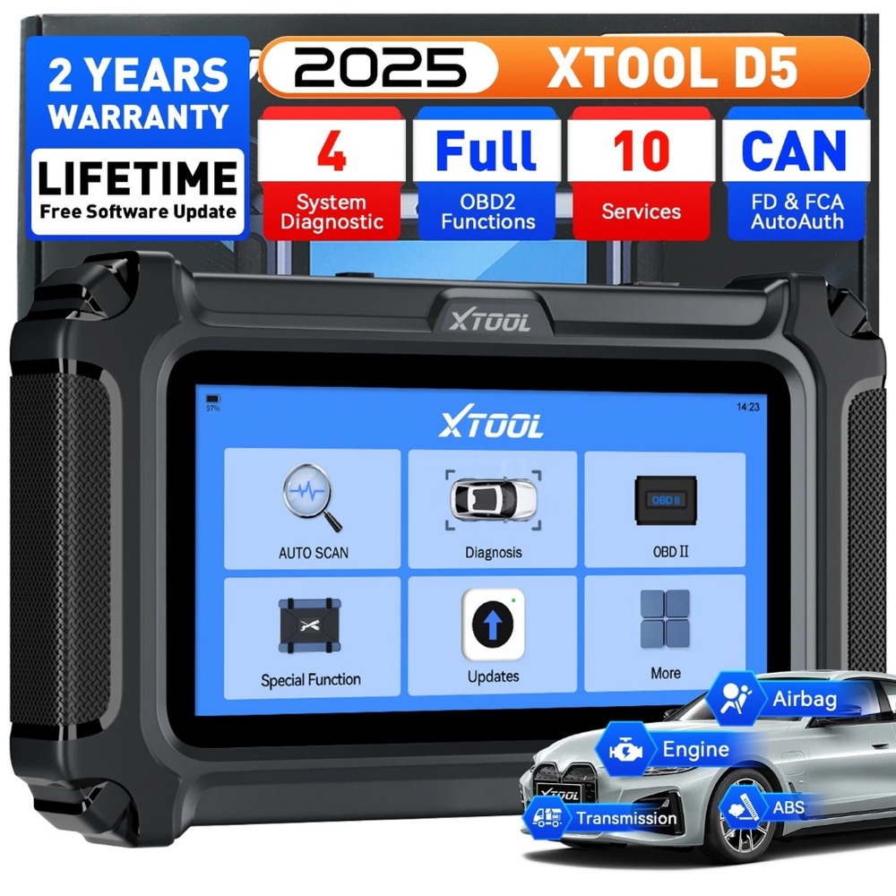XTOOL D5 Auto Engine ABS SRS AT System Diagnostic Tool OBD2 Scanner 9+ Services